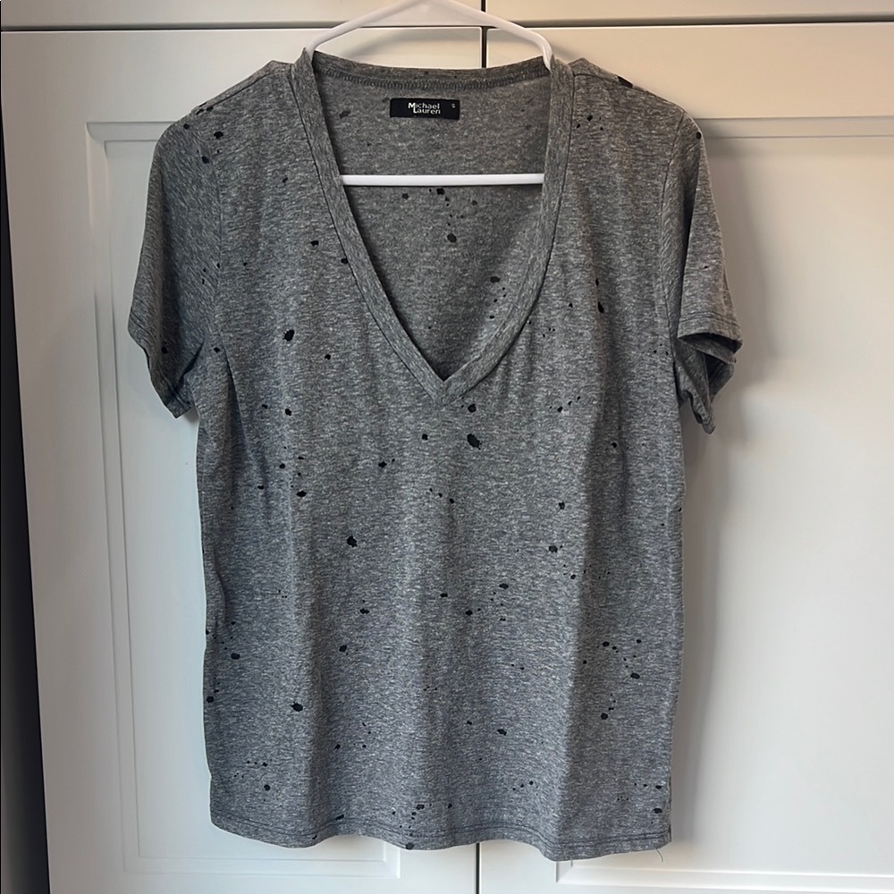 Michael Lauren Gray Short Sleeve T-Shirt with Embellishments